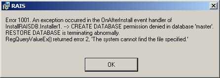 RAIS Problem: Installation on SQL Server 2012 - RAIS Blog
