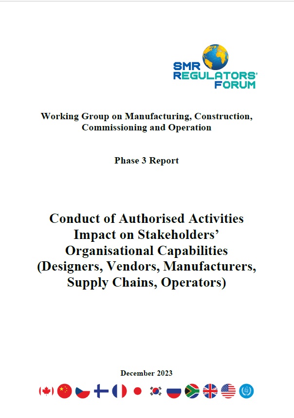 Cover page of the SMR RF Phase 3 Report on Conduct of Authorised Activities Impact on Stakeholders' Organisational Capabilities