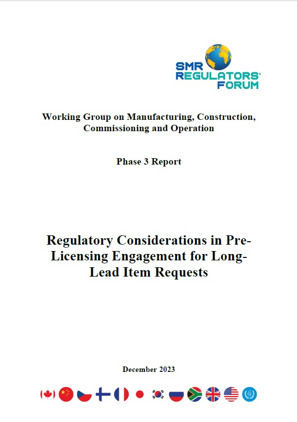 Cover page of the SMR RF Phase 3 Report on Regulatory Considerations in Pre-Licensing Engagement for Long Lead Item Requests